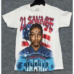 21 Savage The American Dream Tour 2024 Graphic T-Shirt White Small SG Merch